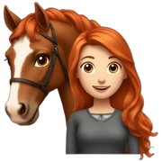 Red haired Girl with brown horse sticker