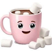Light Pink mug of hot chocolate with marshmallows  sticker