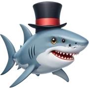 Shark with a top hat sticker