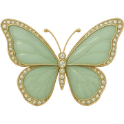 single sage green butterfly with soft green enamel and sparkling gems sticker