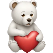 Bear holding a heart sticker