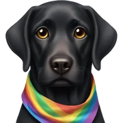 black labrador with brown eyes with rainbow bandana sticker