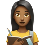 Girl with pen pencil book sticker