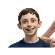 smiling boy with lemon outdoors sticker