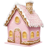light pink and gold and white gingerbread house sticker