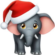 Elehpant wearing a Christmas hat sticker