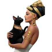 girl with black cat jewelry sticker