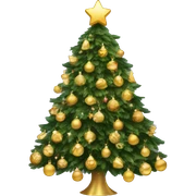 Christmas tree with gold decorations and lights  sticker