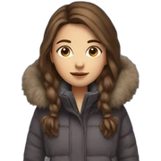 Brown Hair girl in winter clothes sticker