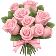 Pastel Pink roses bouquet with bow sticker