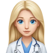 A female doctor with long light hair with blue eyes sticker