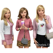 happy girls with stylish outfits sticker