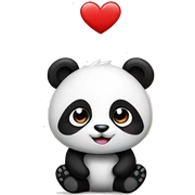 Panda con corazón negro sticker
