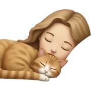 light Beige cat sleeping with girl light brown hair  sticker