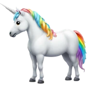 The unicorn bends with a rainbow sticker