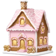 light pink and gold and white gingerbread house sticker