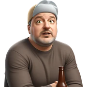 guy with bottle indoors sticker