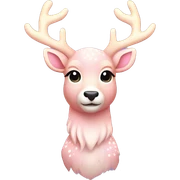 Deer "A pastel pink deer with a glowing, soft fur coat, shimmering antlers adorned with tiny star patterns, and a faint magical aura." sticker