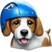 Dog wearing Rams helmet sticker