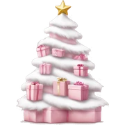Light pink Christmas gifts under a white Christmas tree  sticker