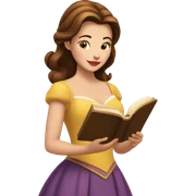 Belle reading a book sticker