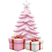 Light pink Christmas gifts under a white Christmas tree  sticker