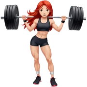 Cute gym girl with red long hair muscular leg sticker
