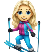 Blonde blue eyed smiley girl skiing sticker