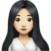 Korean girl with very long black hair sticker