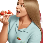 girl enjoying strawberry snack sticker