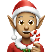 an elf eating a candy cane sticker