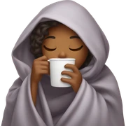 girl inside a blanket sipping coffee eyes closed sticker