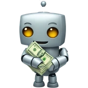A cute robot hugging a stack of cash
 sticker