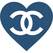 Chanel heart, minimalist, blue and white, with interlocking C's sticker