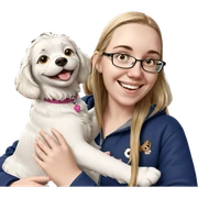 girl smiling with her dog sticker