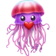  jellyfish holding heart sticker