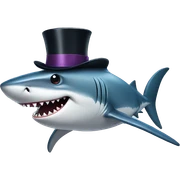 Shark with a top hat sticker