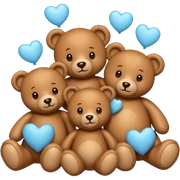 Muchos osos de peluche color café claro y muchos corazones azules claros sticker