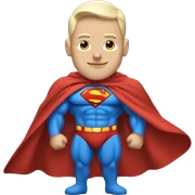 White bodybuilder, Superman, wearing cape sticker