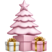 Light pink Christmas gifts under a white Christmas tree  sticker