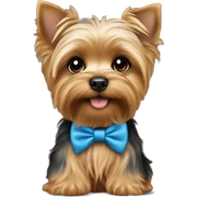 Yorkie puppy with blue bow tie sticker