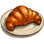 A croissant on a plate, GPT image style sticker