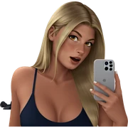 blonde girl taking a selfie sticker
