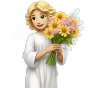 angel with bouquet of flowers sticker