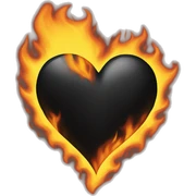 Black heart on fire sticker