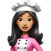Barbie chef black hair pink chef hat sticker