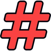 red hashtag symbol sticker
