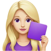 Long hai blonde lady with a purple sign  sticker