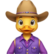 Tarleton State University’s a yellow duck, Oscar P and He’s wearing a purple cowboy hat, a Purple vest sticker