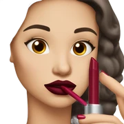 White brunette femme fatale dressed in burgundy putting lipgloss on her lips sticker